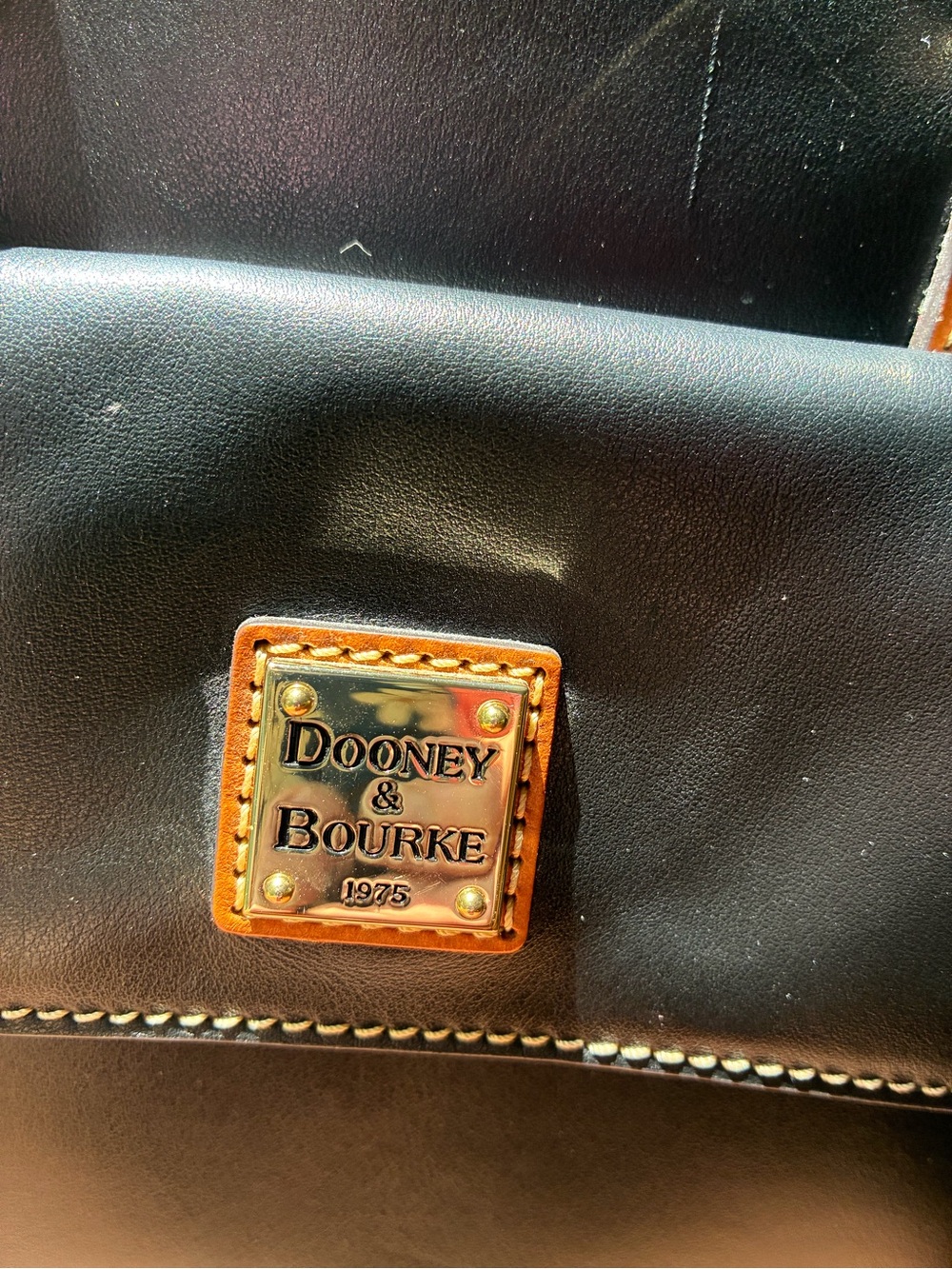 Dooney & Bourke Black and Brown Leather Satchel with Tassels - Picture 4 of 4